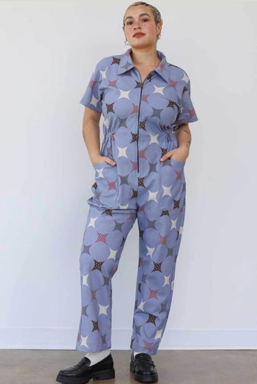 NOBLE Sz XL Adult Sparkle Print Jumpsuit Utility Suit NWT